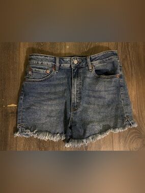 Just USA Dark Blue Frayed Hem Denim Shorts
